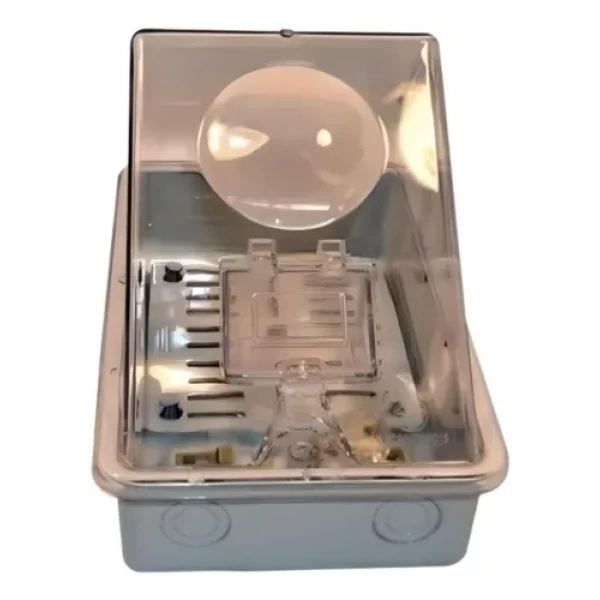 caja de empalme para medidor monofasico policarb. riel din con lupa